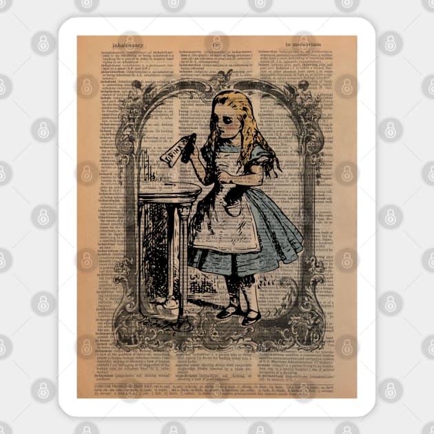 Alice in the library Sticker by Little Bad Wren 